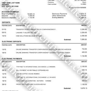 BNP Paribas Belgium bank statement – realistic PDF template for billing and address confirmation
