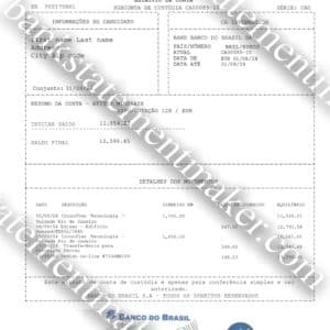 Banco Do Brazil bank statement template – editable financial document for address verification