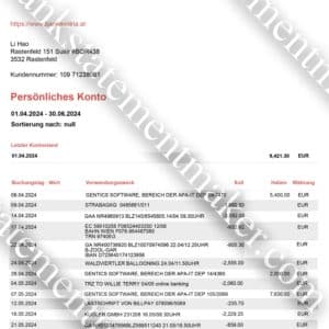 Bank Austria UniCredit statement – editable billing document for financial verification and simulations