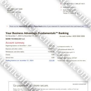 Bank of America statement template – customizable PDF for billing mockups, UX testing, and proof of address