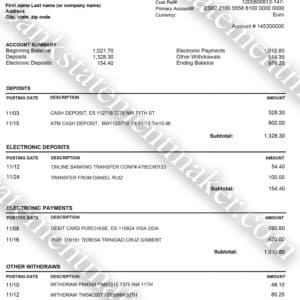 Caixa Spain bank statement PDF – realistic billing file for document checks and address verification