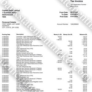 Capitec Bank South Africa editable bank statement – realistic financial document for KYC and address confirmation