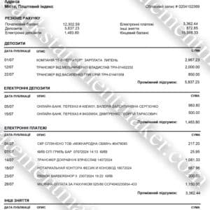 Credit Agricole Ukraine bank statement – editable PDF file for address proof and UI testing