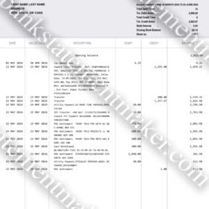 First Abu Dhabi Bank UAE statement template – editable PDF for address proof and financial simulations