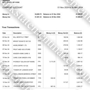 Halifax UK bank statement template – editable PDF for billing simulations and financial verification