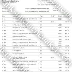 Lloyds UK bank statement template – customizable PDF for proof of address and document training