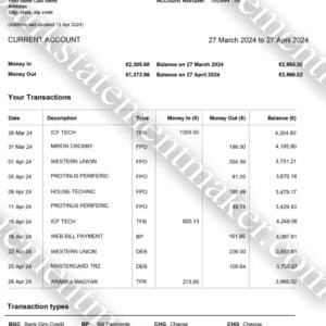 OTP Bank Hungary bank statement – editable PDF for proof of address, financial verification, or UX training