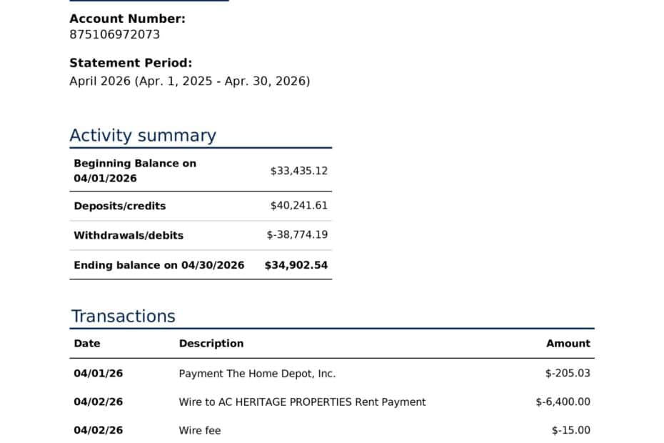 Bank Statement Maker: Ethical Guide to Create Professional Financial Documents Online 19 Bluevine Bank Statement 1